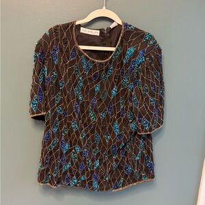 Scala vintage beaded maximalist top